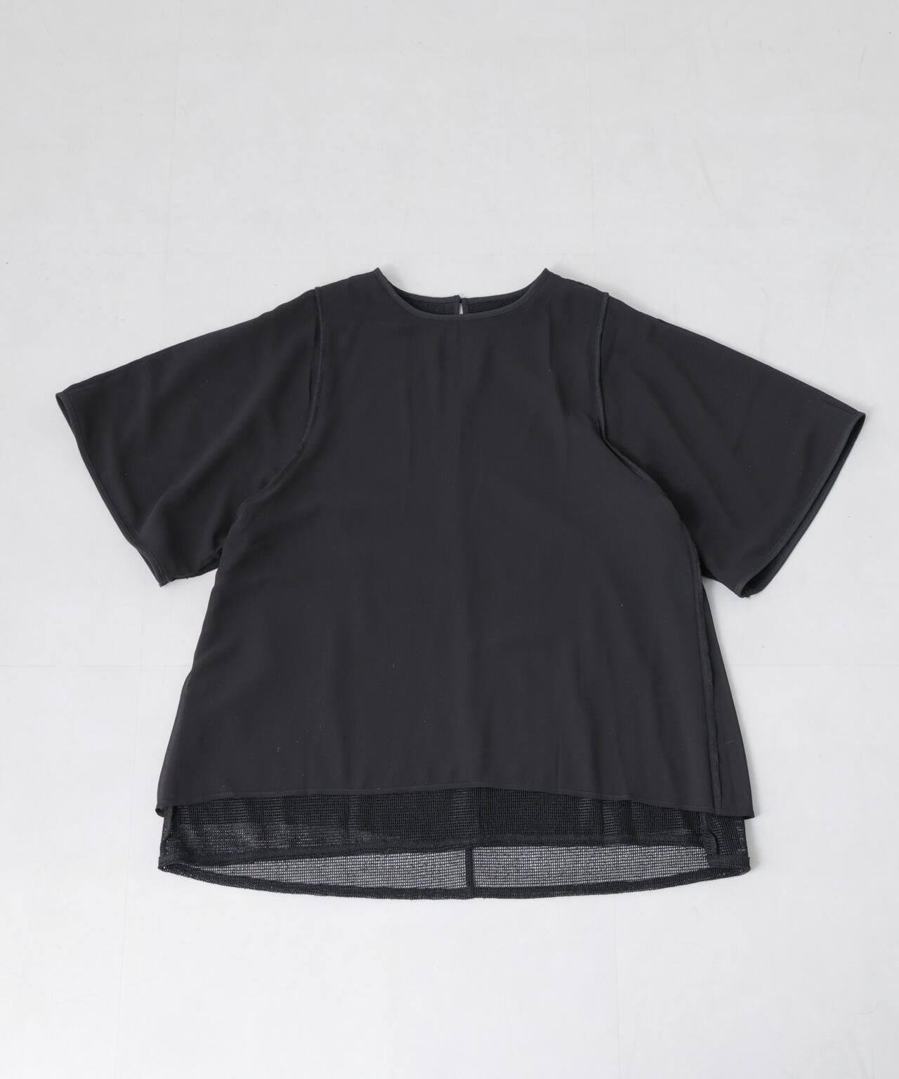 メッシュ×シフォンコンビチュニックトップス