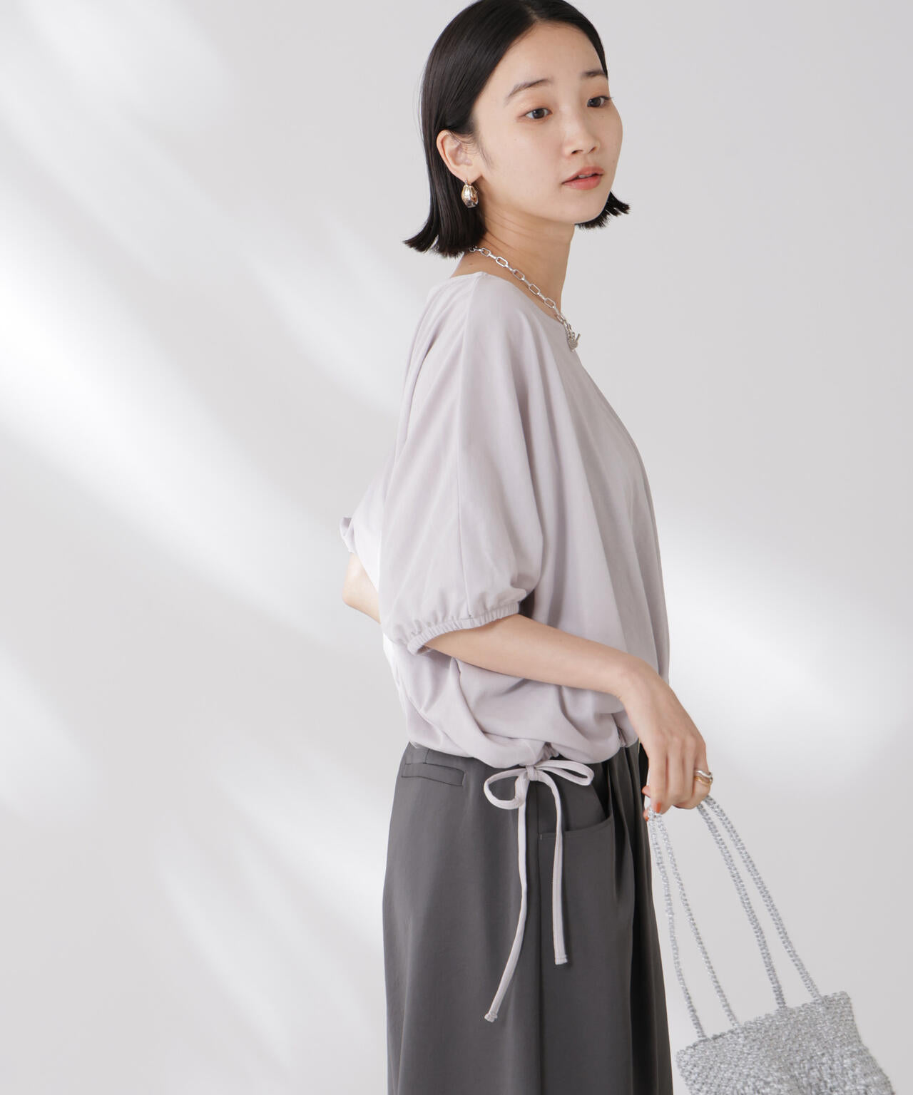 吸水速乾抗菌防臭クロップドドロストトップス