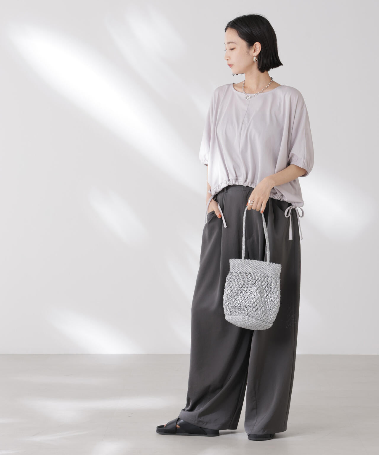 吸水速乾抗菌防臭クロップドドロストトップス
