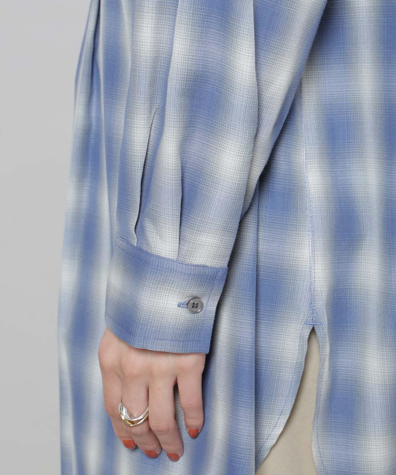 ピンタックデザインチェックプルオーバーブラウス
