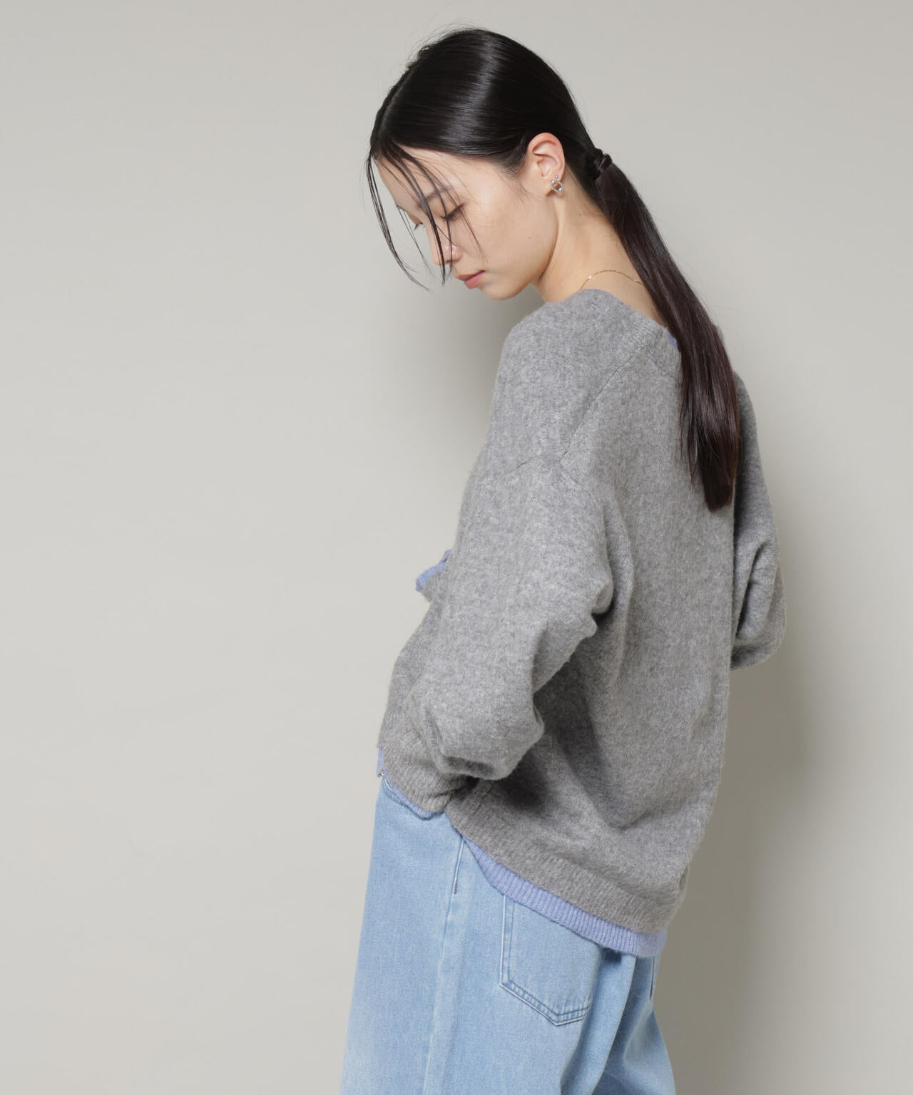 PENNEYS別注TheFOXバイカラーVネックカーディガン