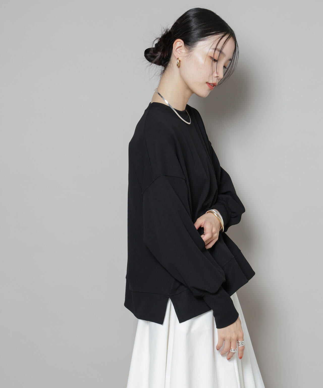 サカリバカットワイドクルーネックトップス(セットアップ可)