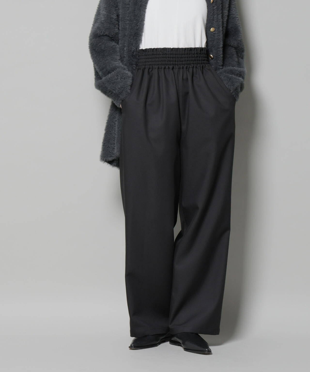ウエストシャーリングゴムTRワイドパンツ