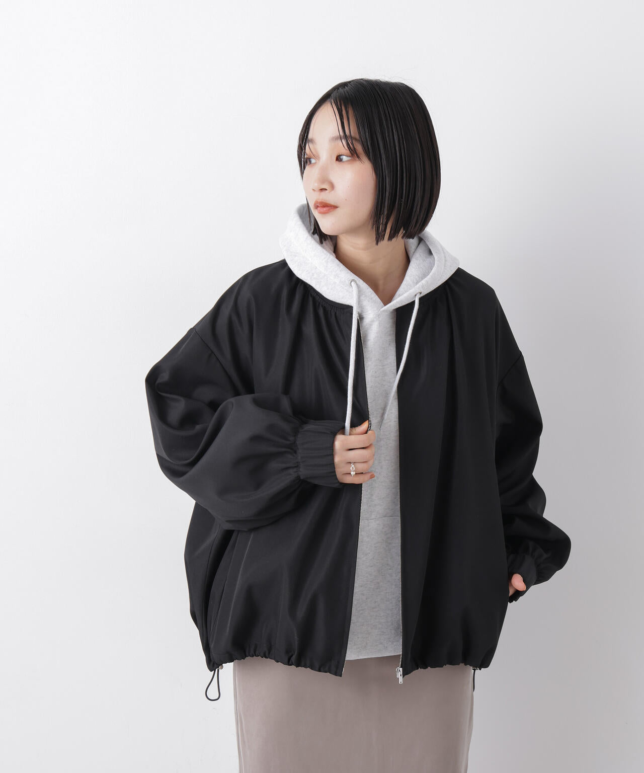 撥水加工 ドロストヘムリブブルゾン