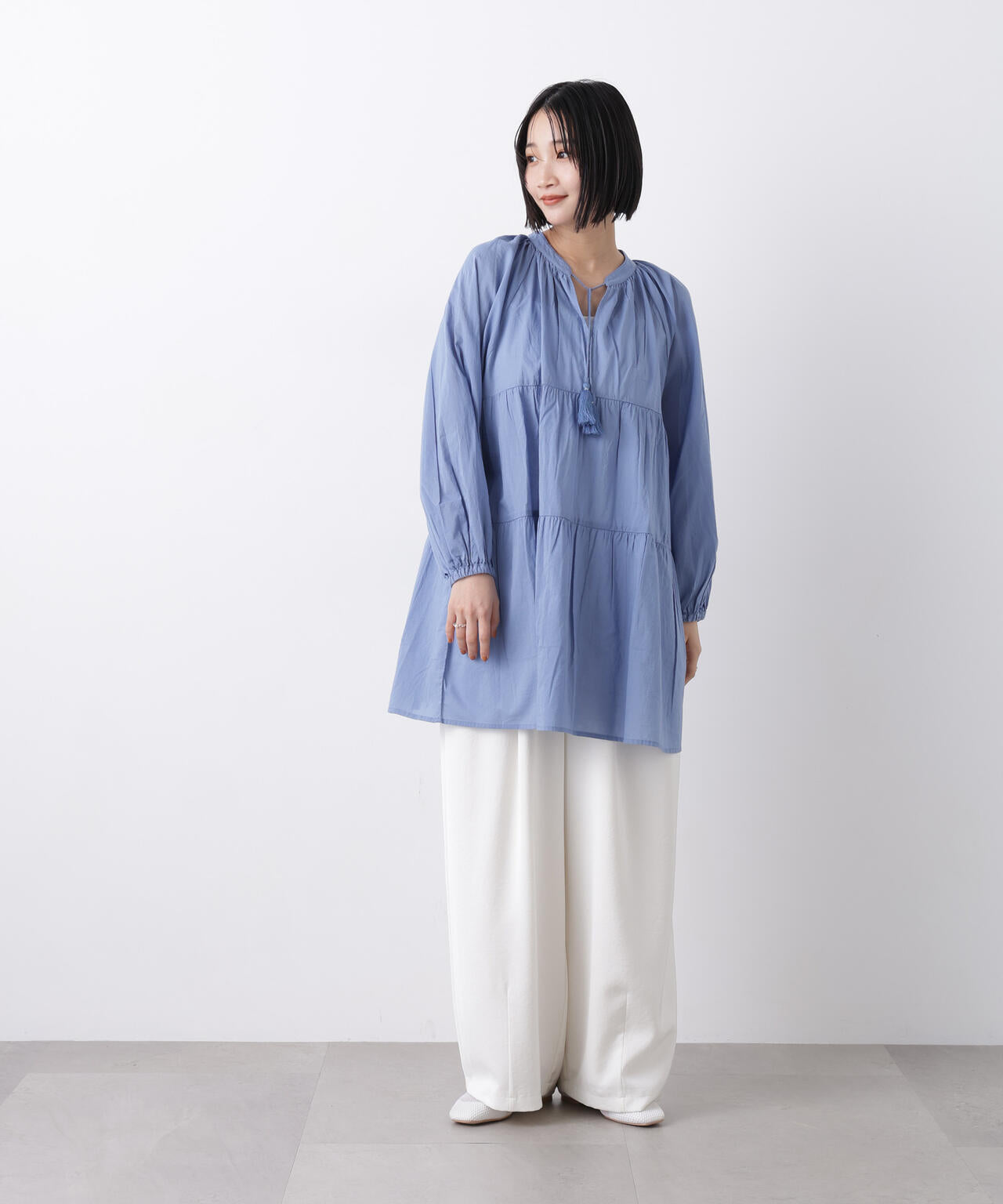 made in INDIA ティアードチュニックブラウス