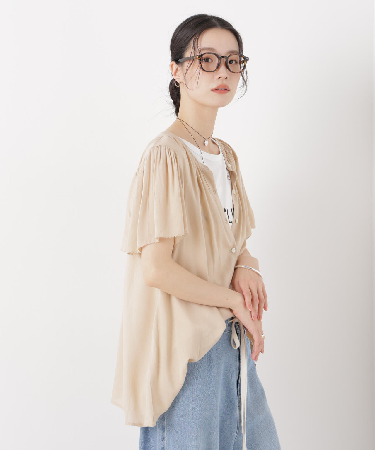 made in INDIA 前後2wayフレンチブラウス(セットアップ可)