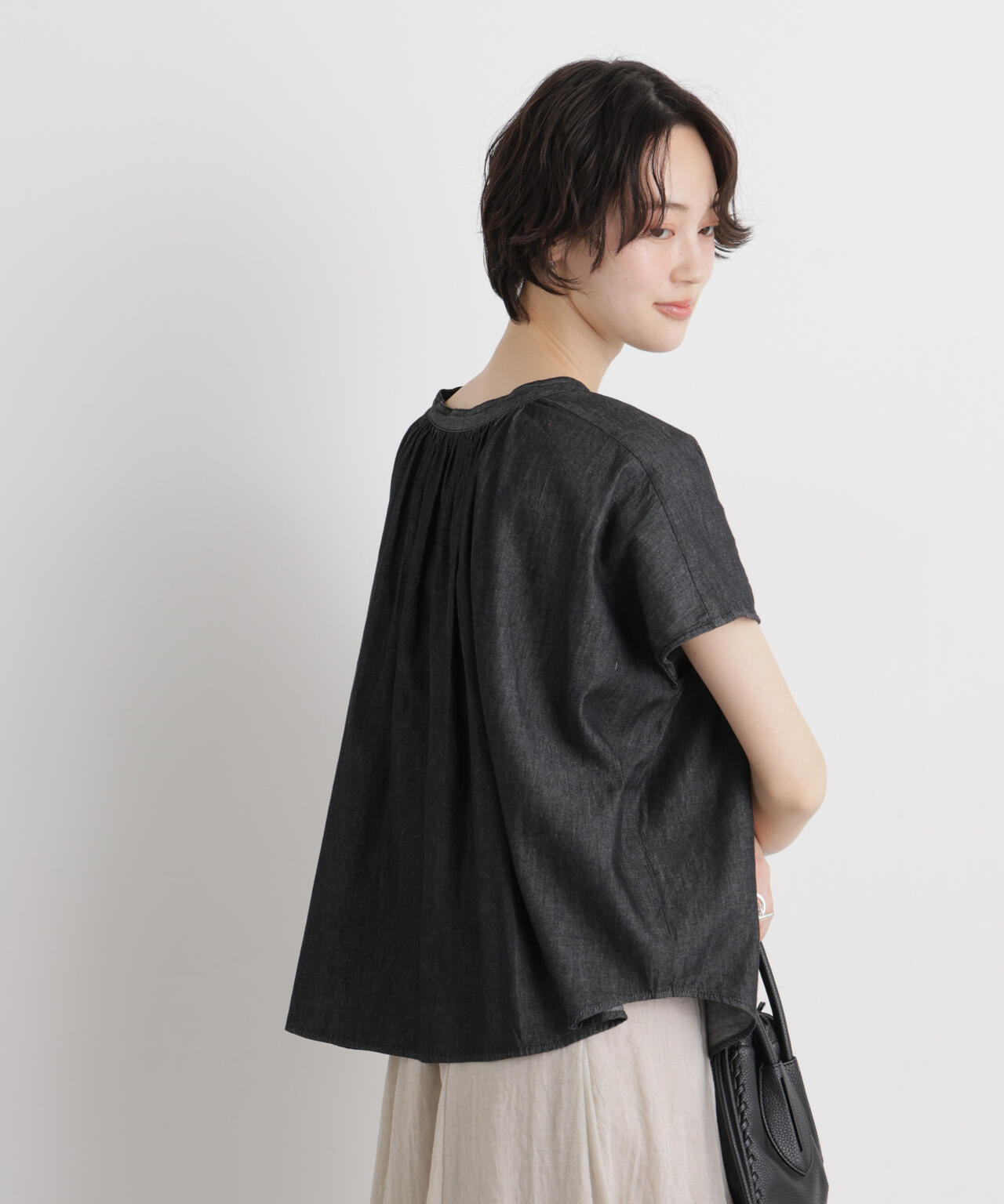 ライトオンスデニム前後2wayドルマンブラウス(セットアップ可)