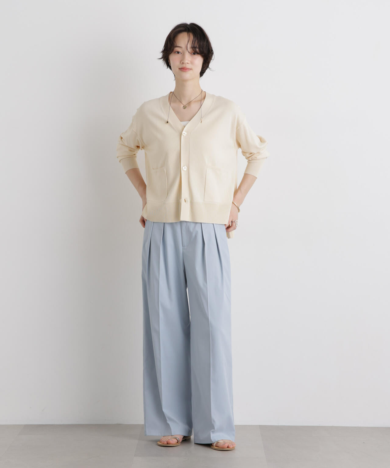 洗濯機洗い可UVカット接触冷感Vネックカーディガン