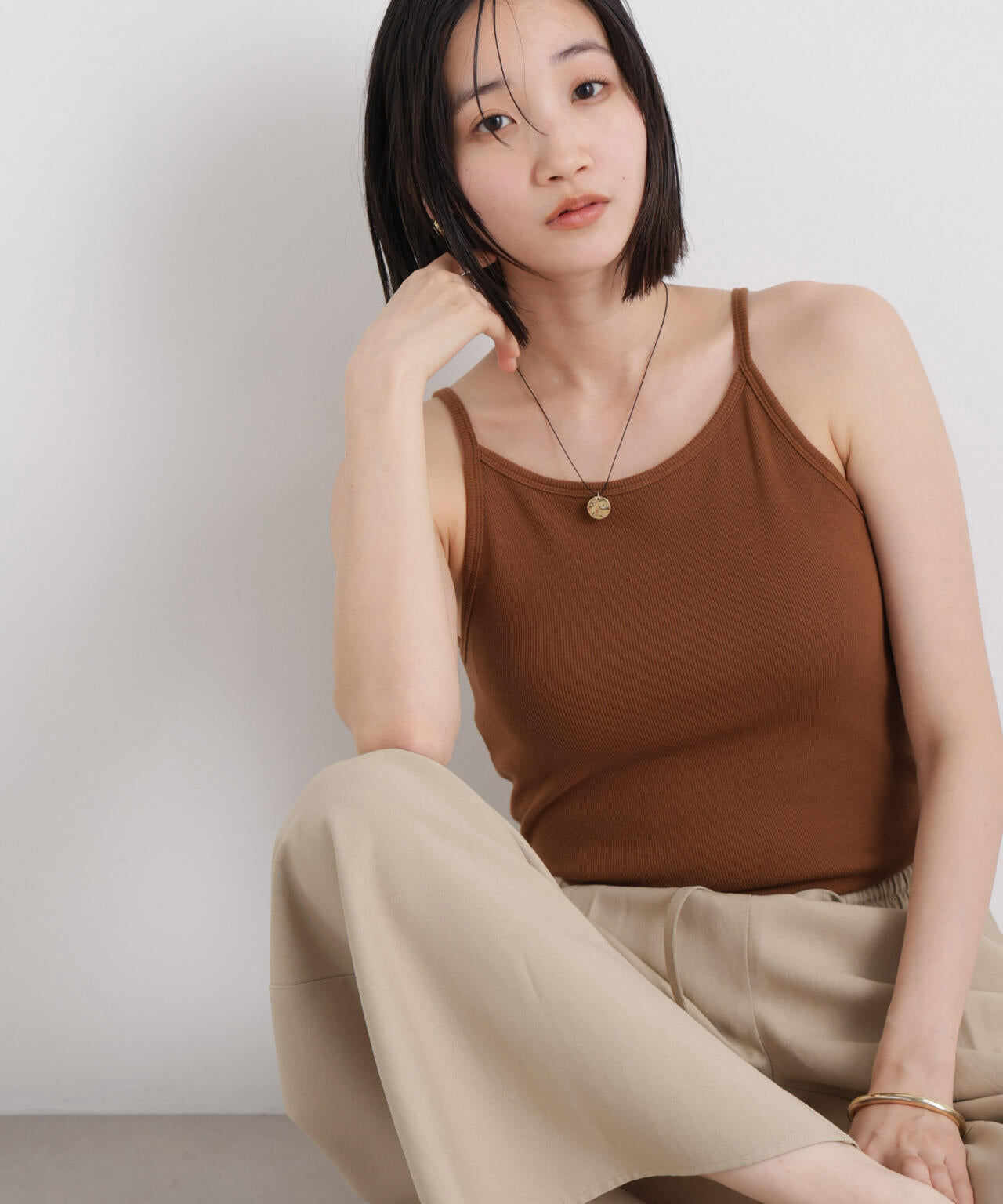 抗菌防臭リブカップ付きアメスリキャミ