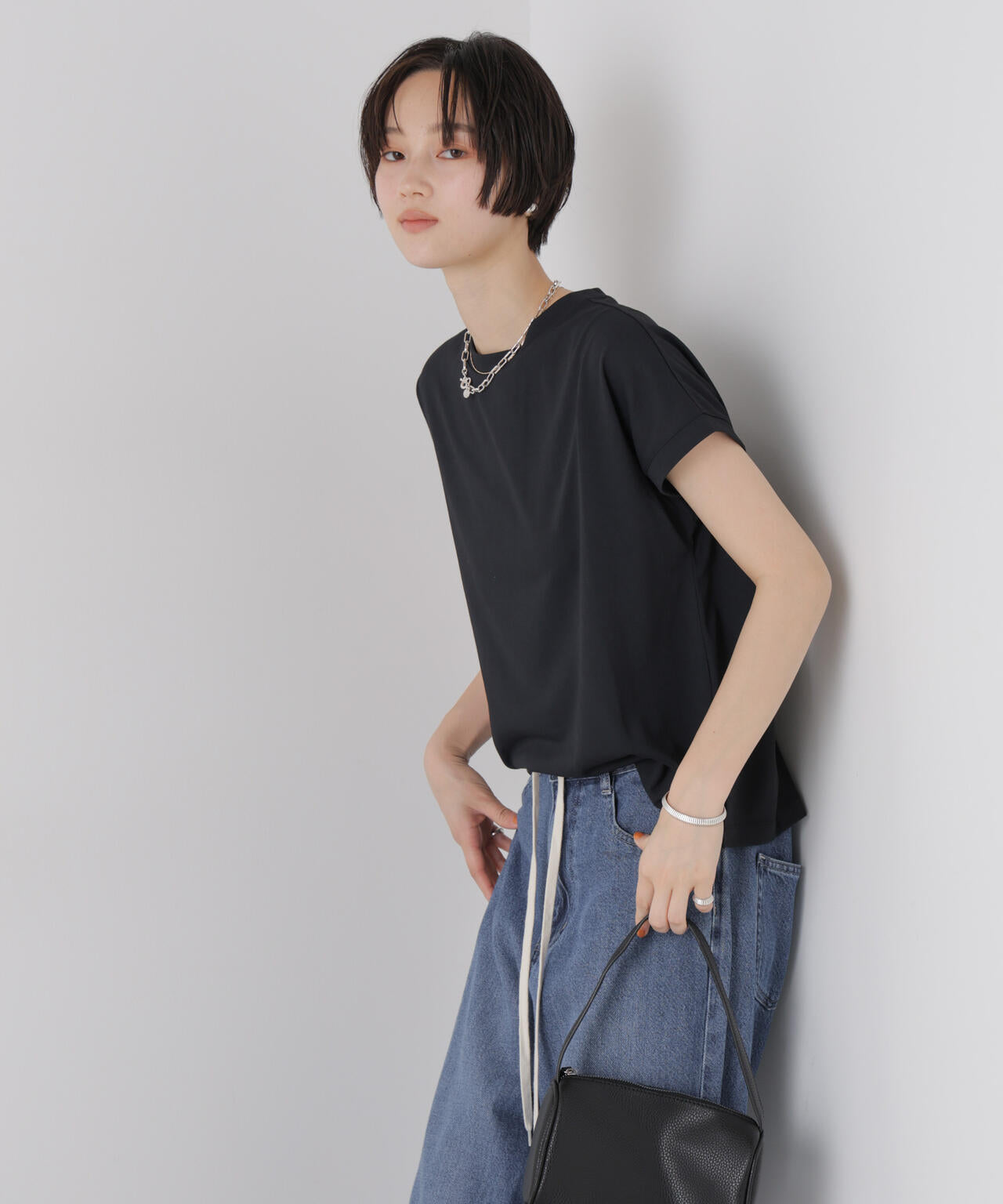 汗隠糸加工&多彩機能カットソー素材 ドルマンフレンチトップス