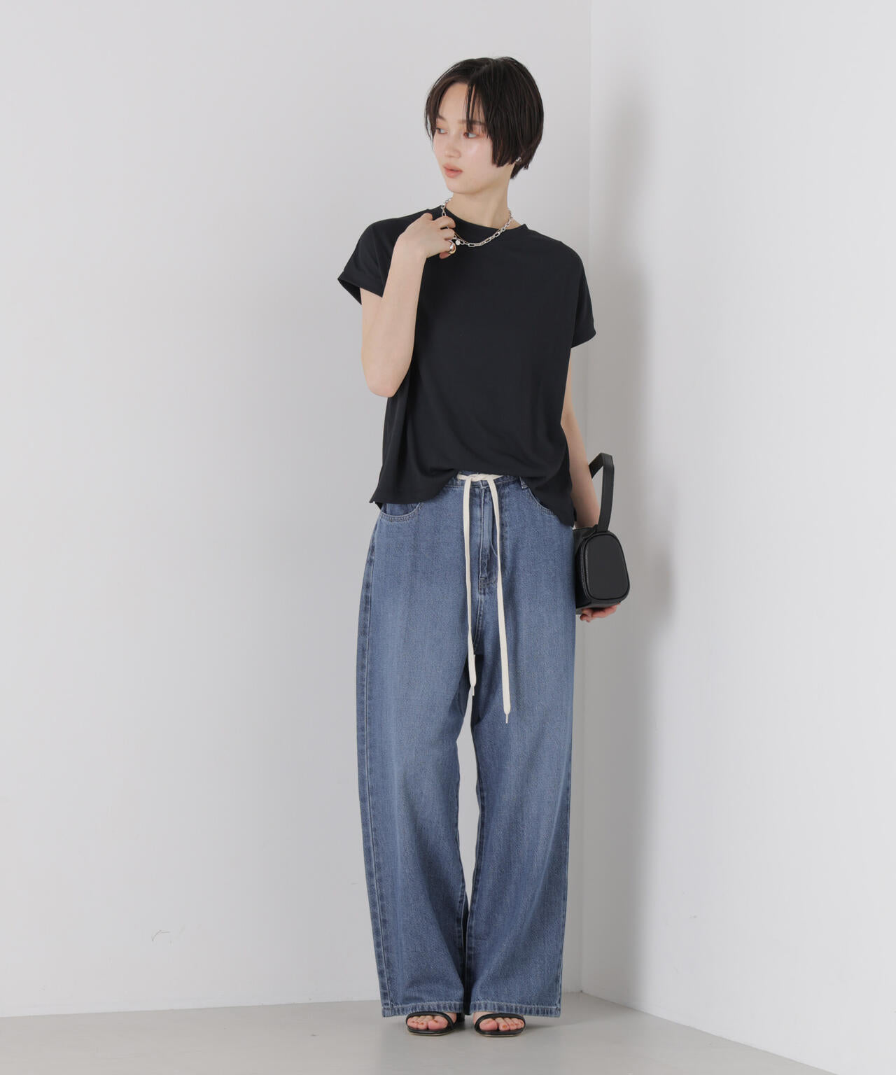 汗隠糸加工&多彩機能カットソー素材 ドルマンフレンチトップス