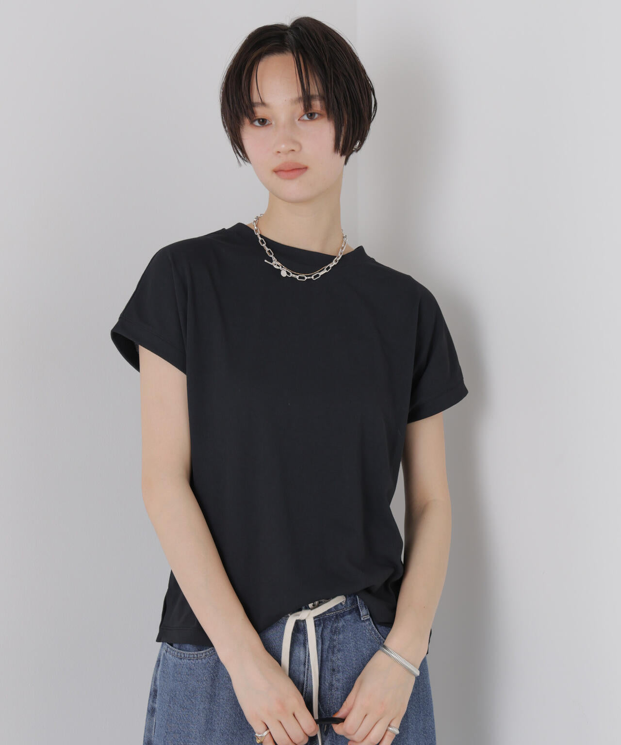 汗隠糸加工&多彩機能カットソー素材 ドルマンフレンチトップス