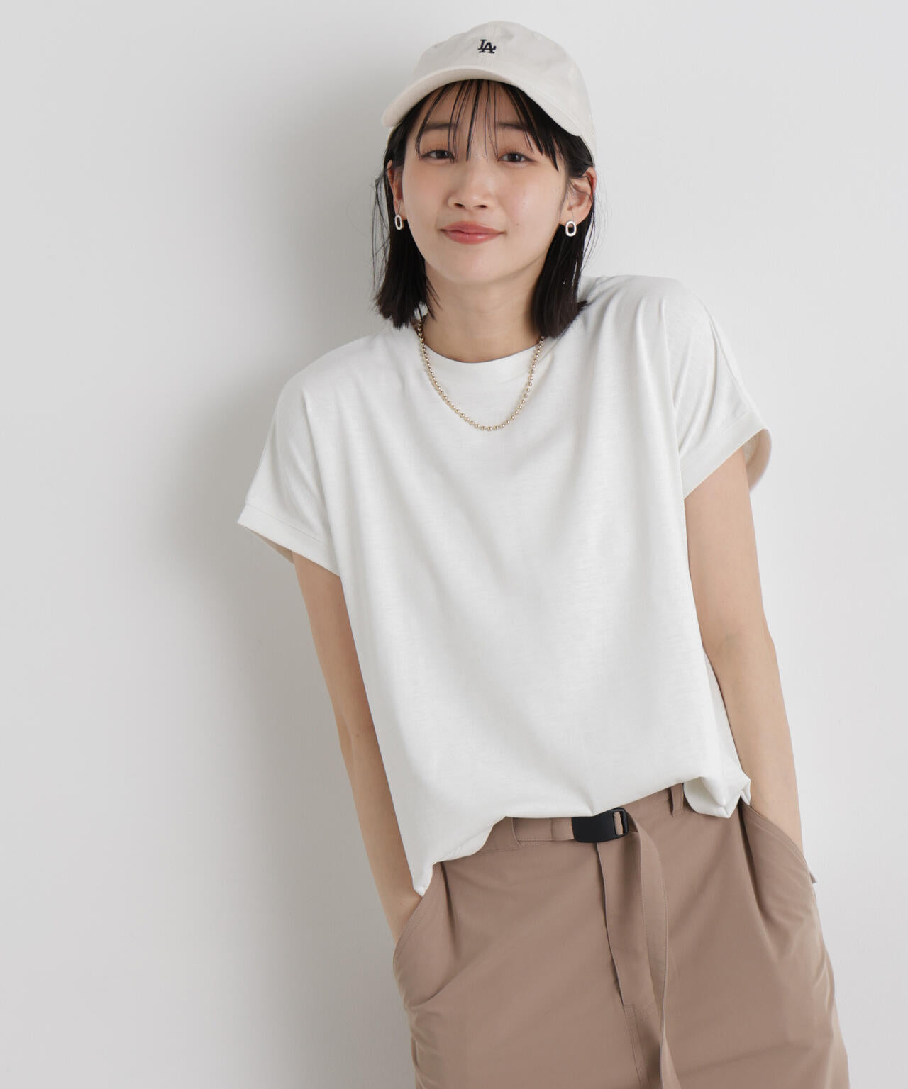 汗隠糸加工&多彩機能カットソー素材 ドルマンフレンチトップス