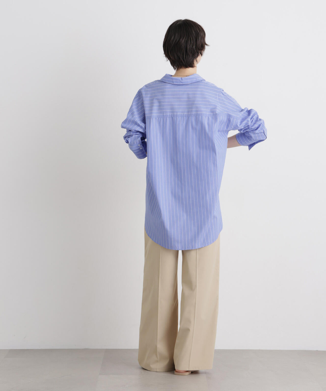エバークリース加工タックワイドセンタープレスパンツ