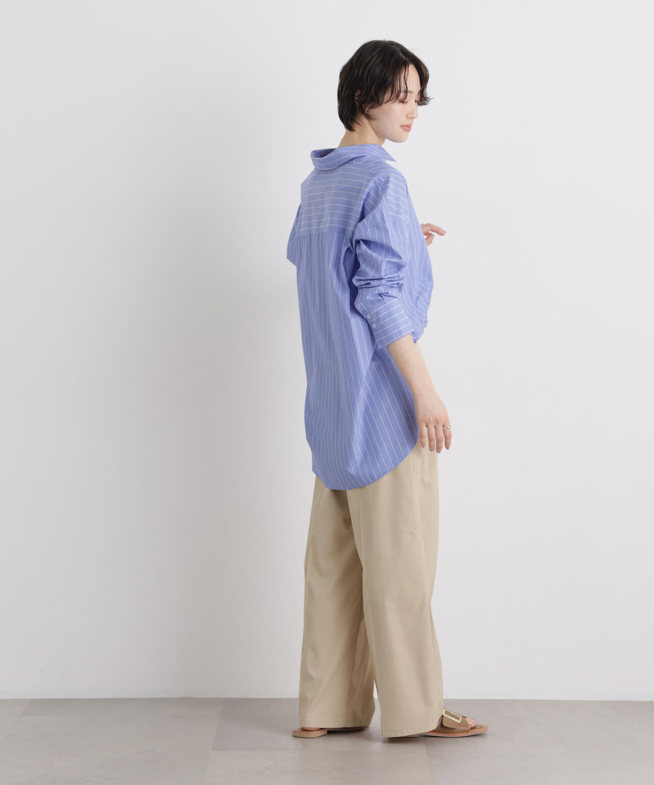 エバークリース加工タックワイドセンタープレスパンツ