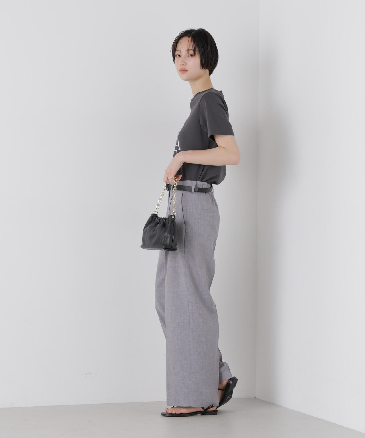 リネンライクワンタックセンタープレスパンツ(セットアップ可)