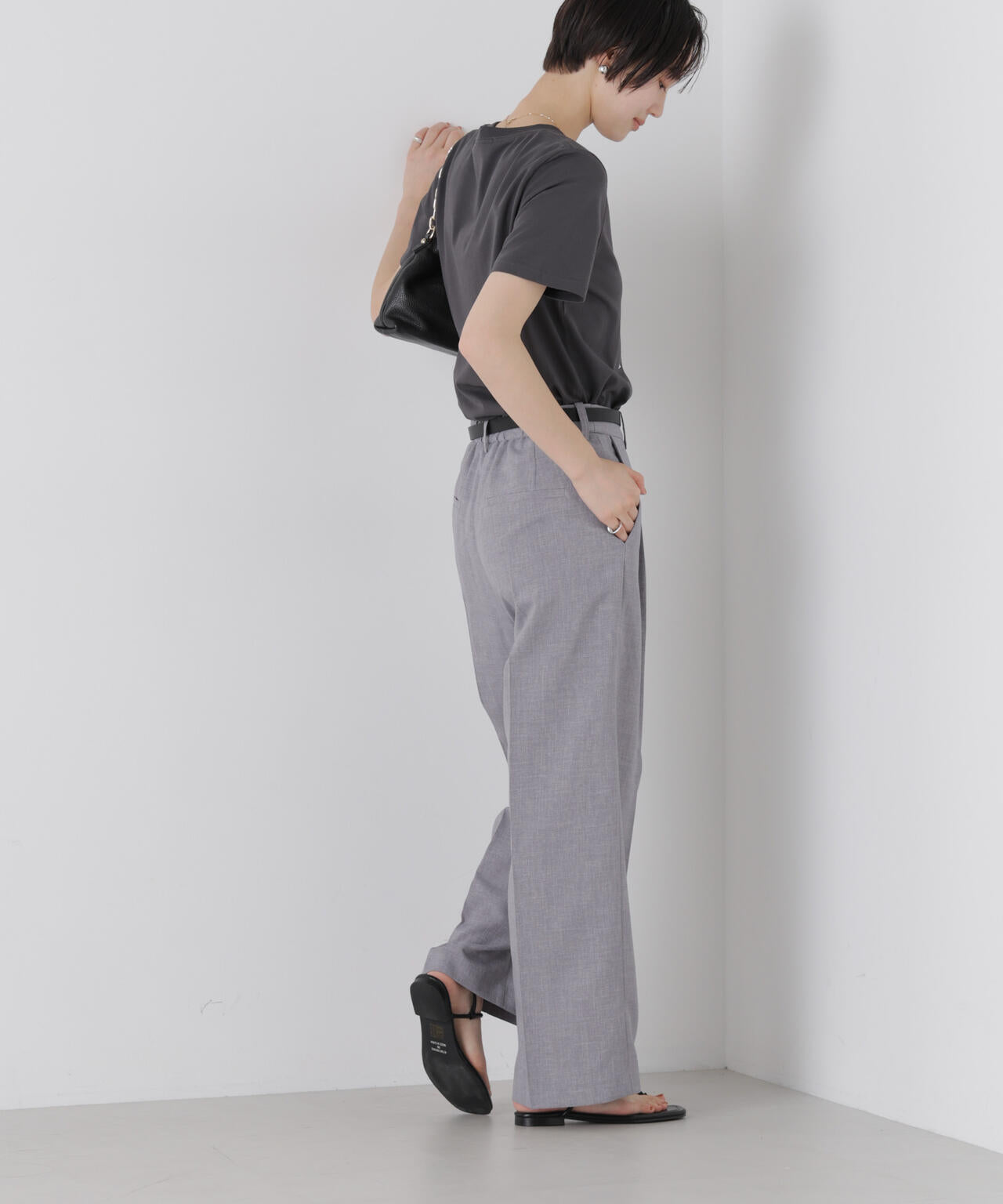 リネンライクワンタックセンタープレスパンツ(セットアップ可)