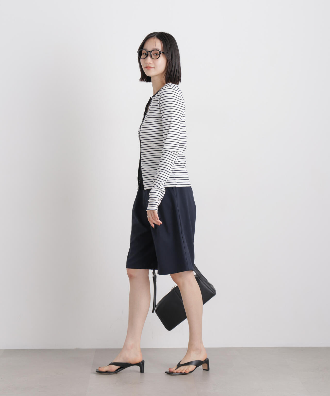メランジストレッチベルト付ハーフパンツ(セットアップ可)