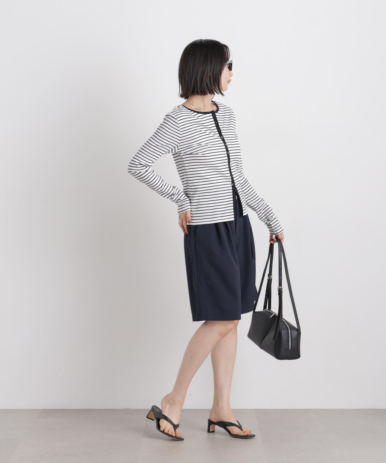 メランジストレッチベルト付ハーフパンツ(セットアップ可)