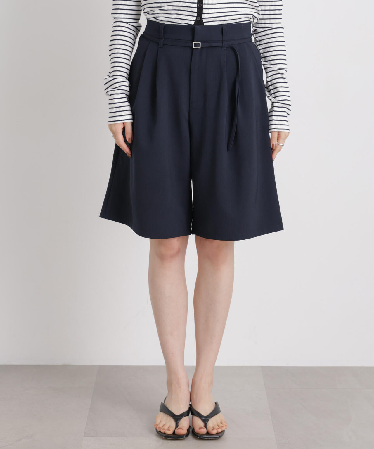 メランジストレッチベルト付ハーフパンツ(セットアップ可)