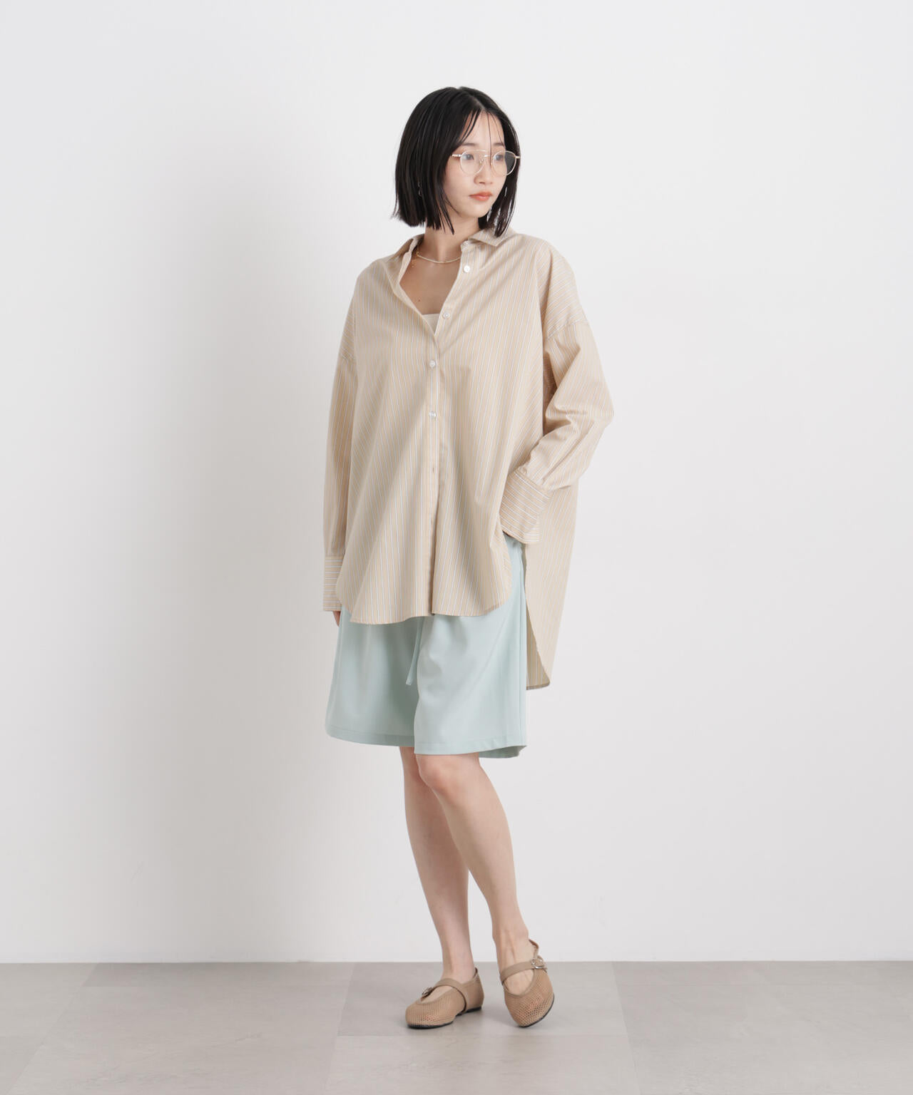 メランジストレッチベルト付ハーフパンツ(セットアップ可)