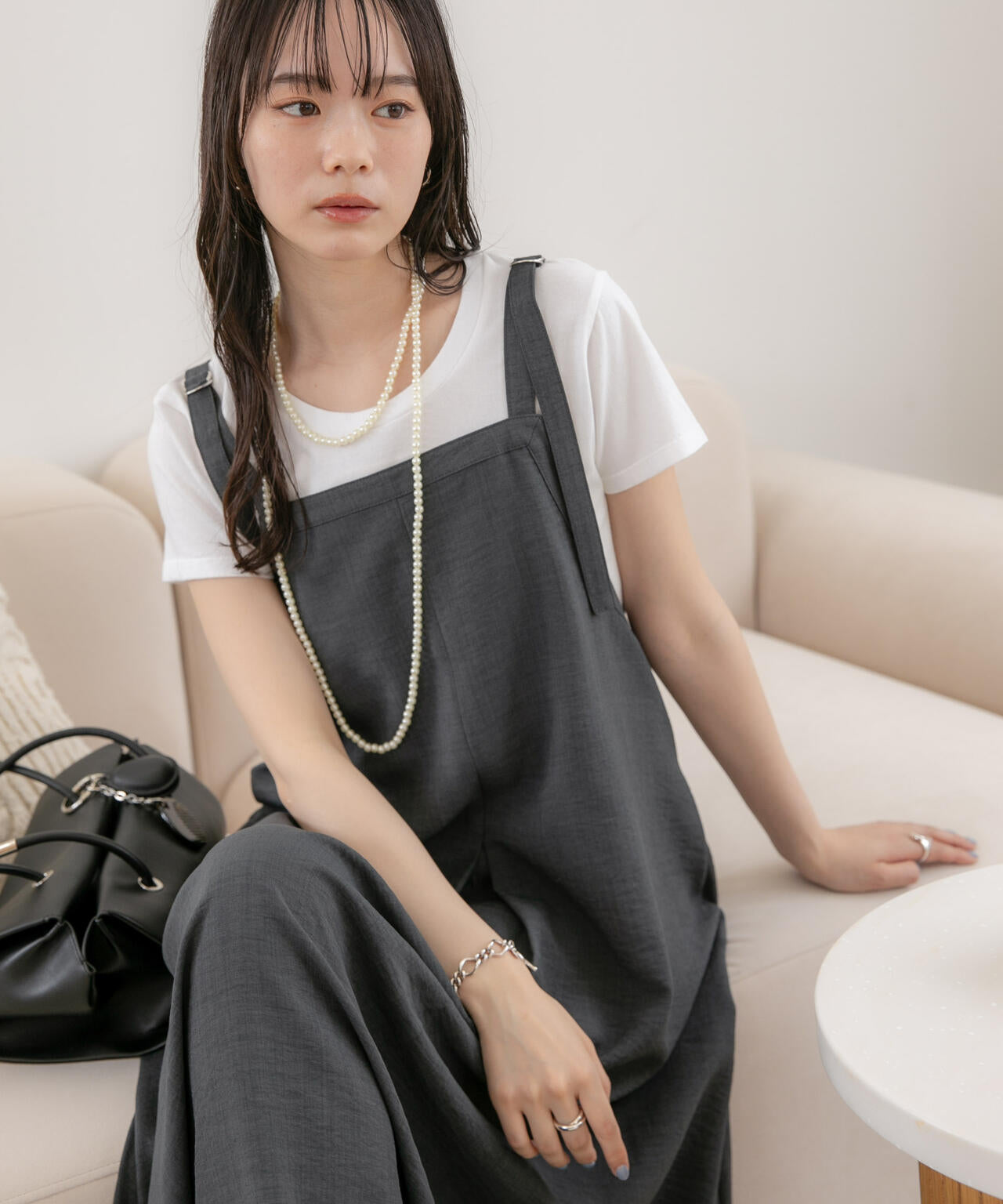 WEB限定/多機能素材 前後2wayショルダーストラップワンピース