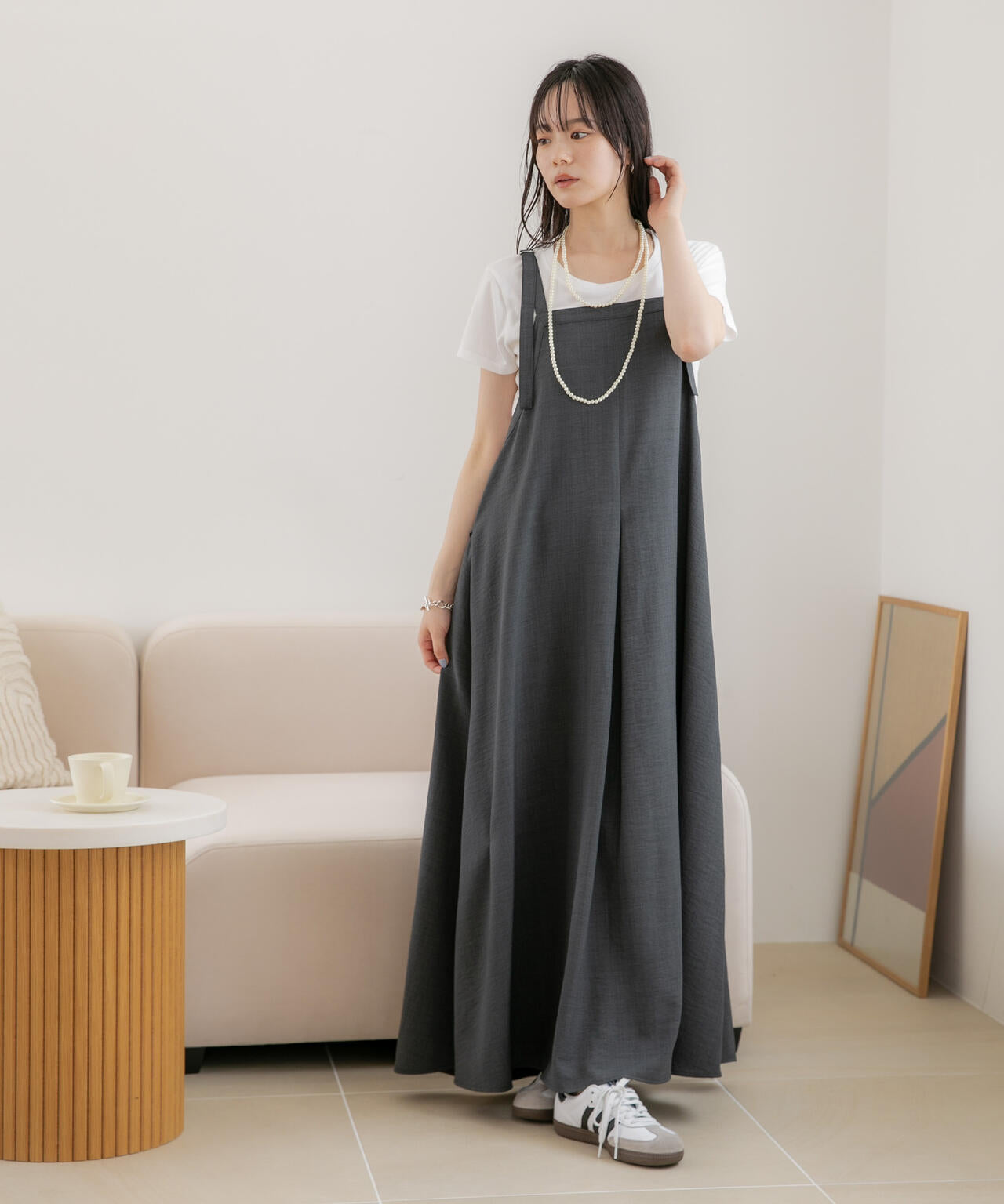 WEB限定/多機能素材 前後2wayショルダーストラップワンピース