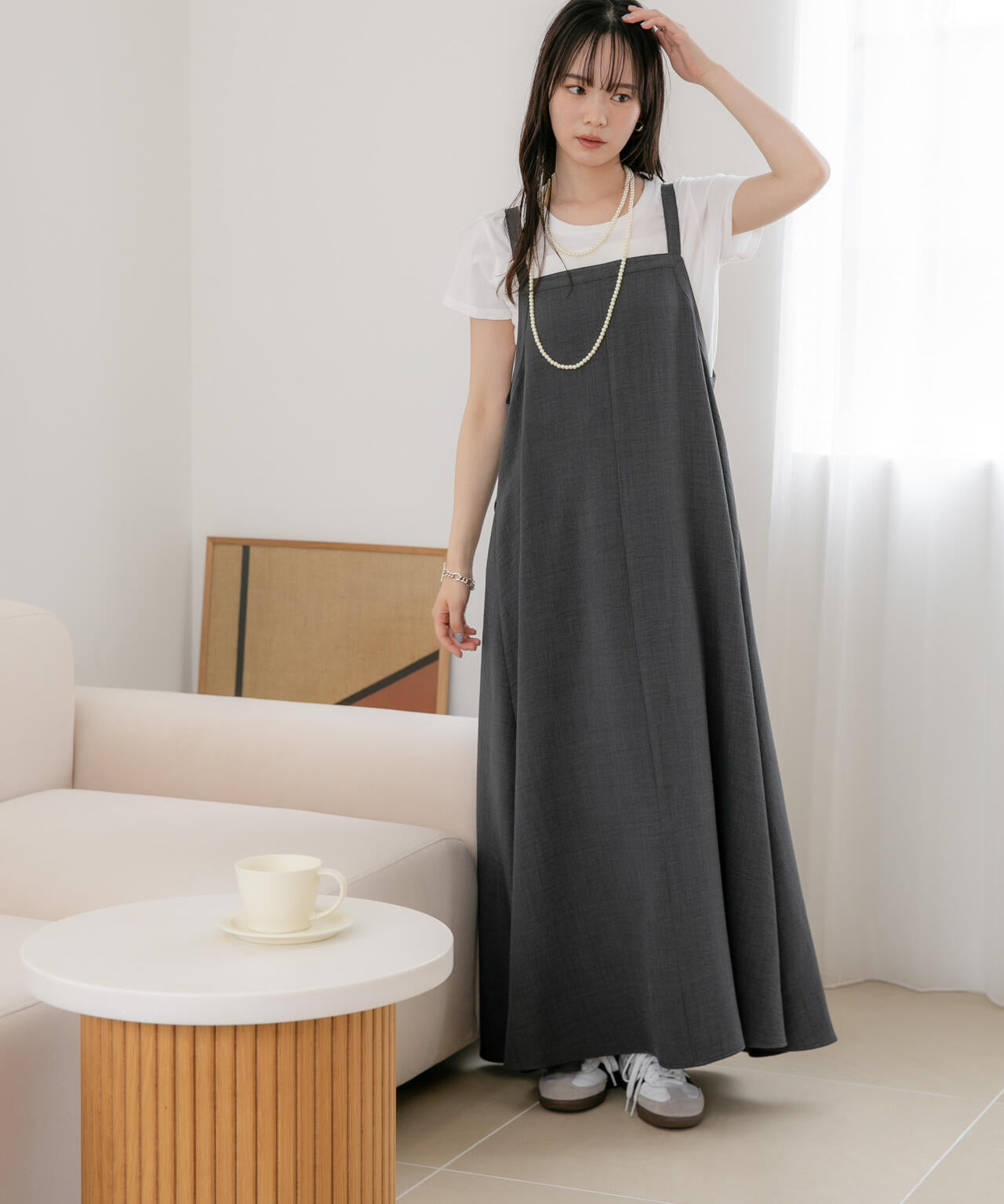 WEB限定/多機能素材 前後2wayショルダーストラップワンピース