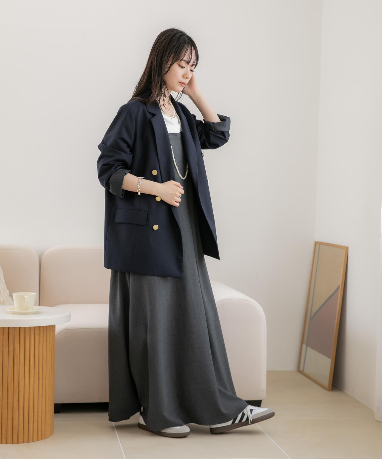 WEB限定/多機能素材 前後2wayショルダーストラップワンピース