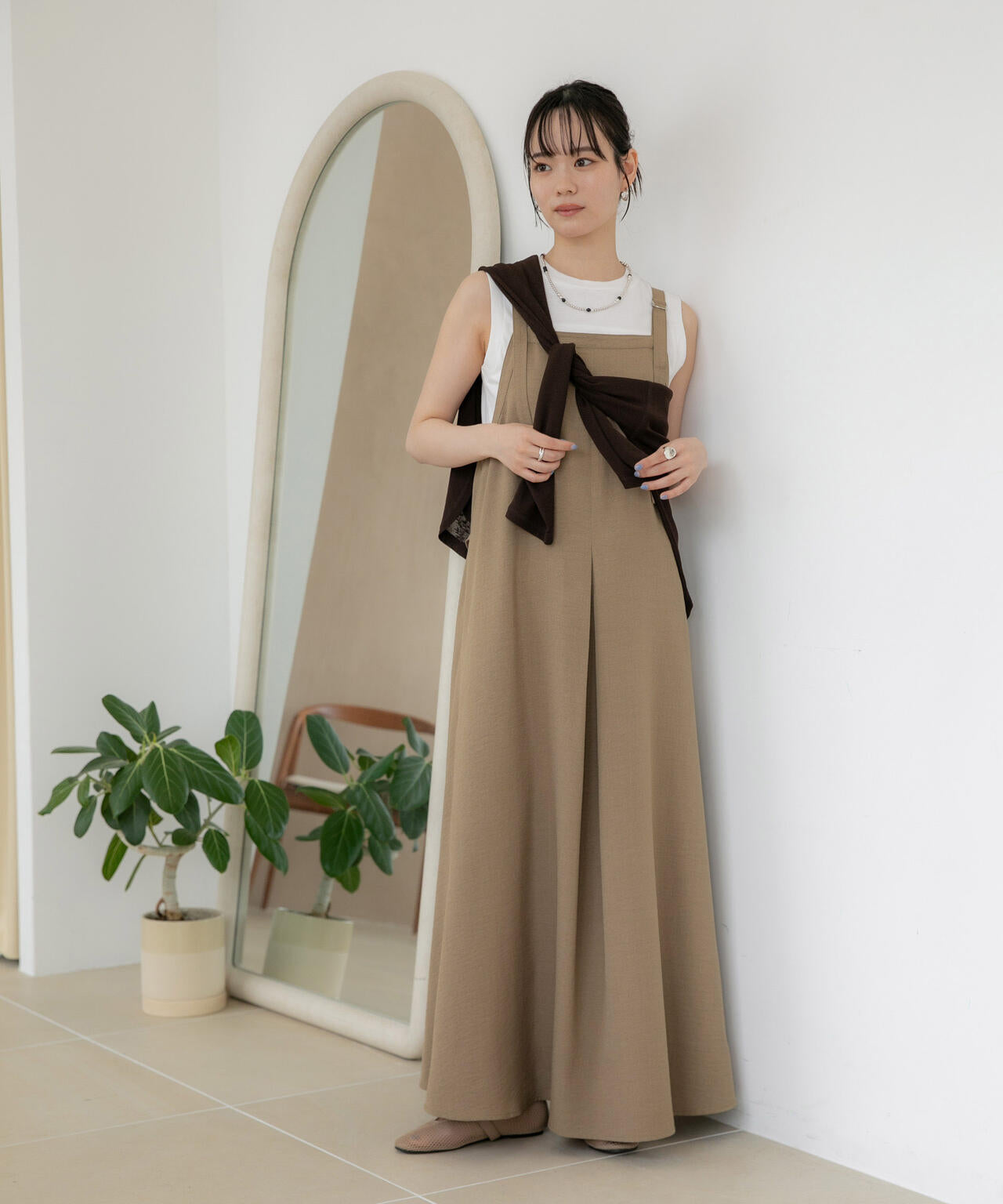 WEB限定/多機能素材 前後2wayショルダーストラップワンピース