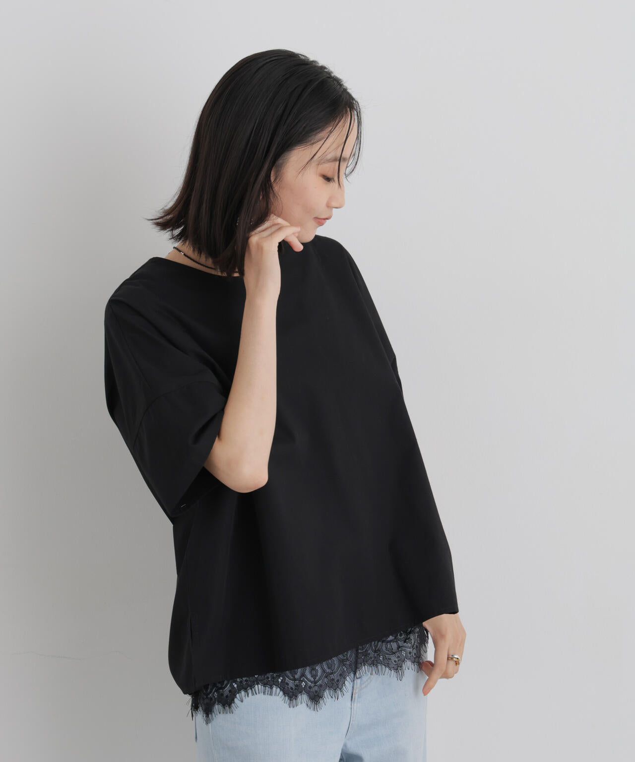 前後2wayバックボタンワイドドロップブラウス