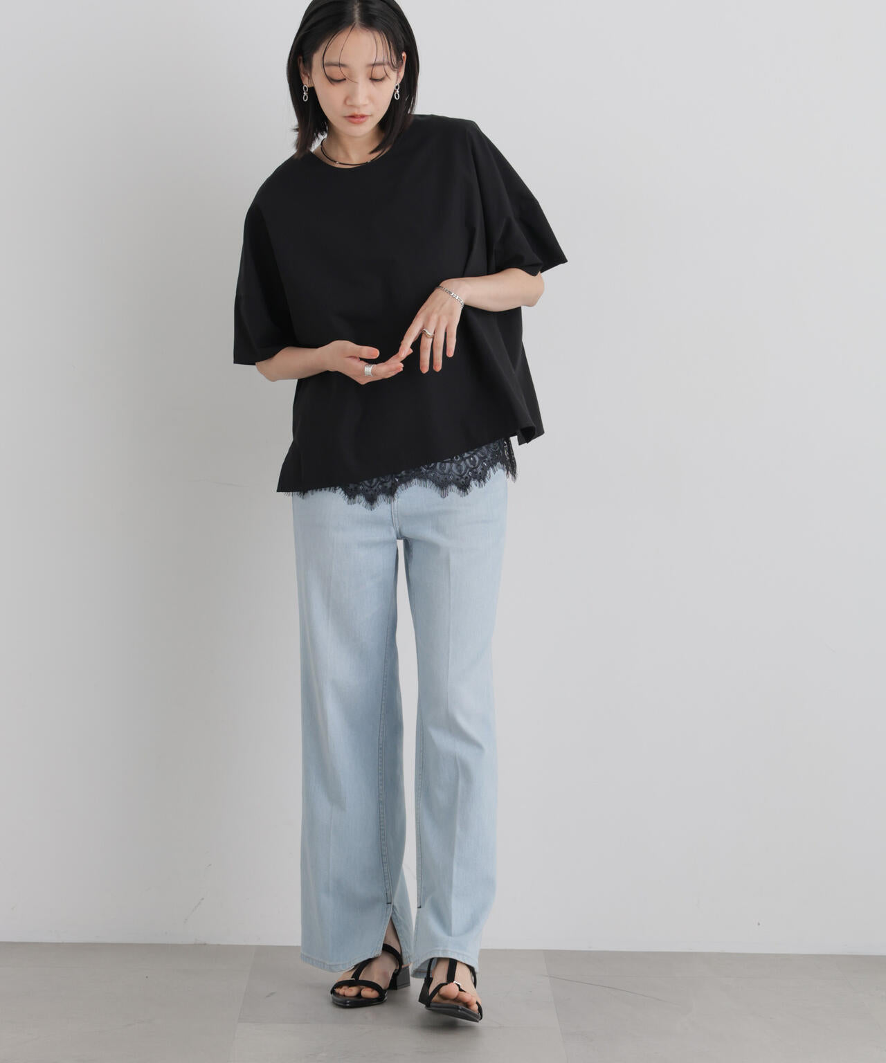 前後2wayバックボタンワイドドロップブラウス