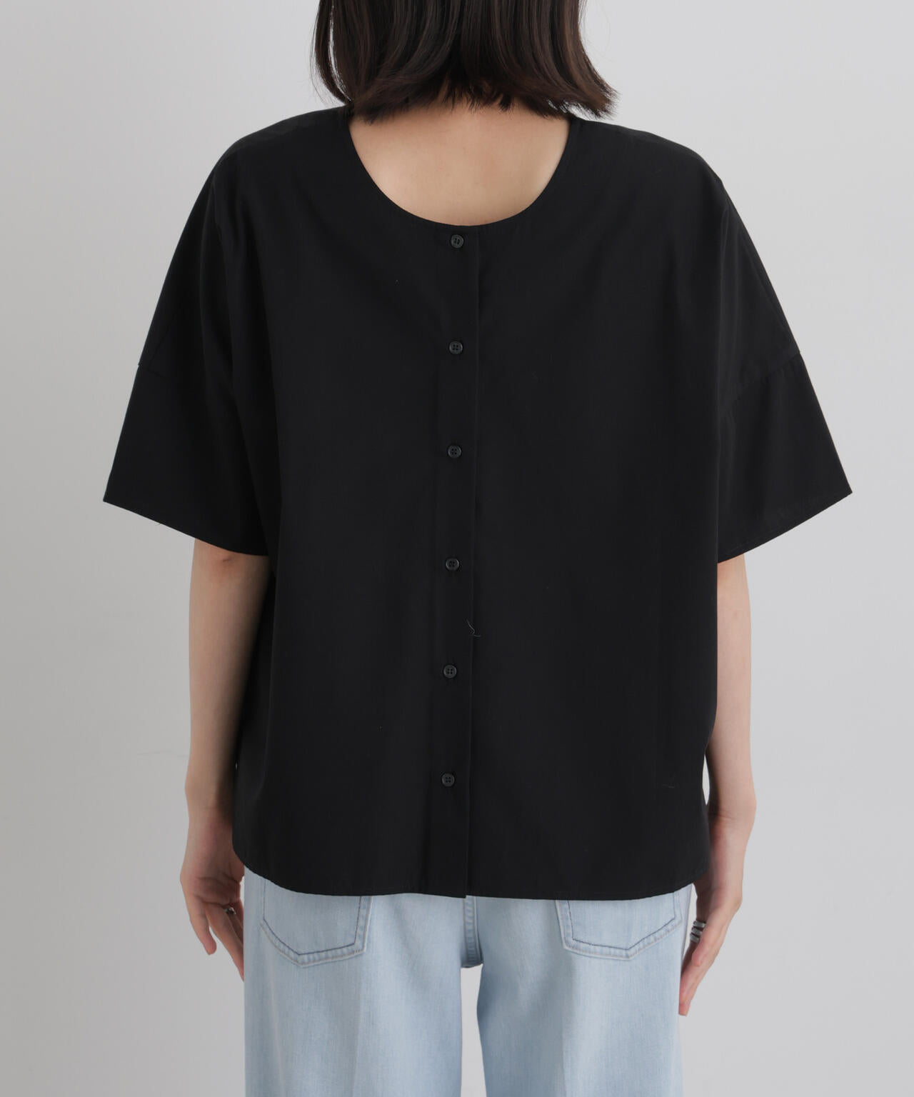 前後2wayバックボタンワイドドロップブラウス