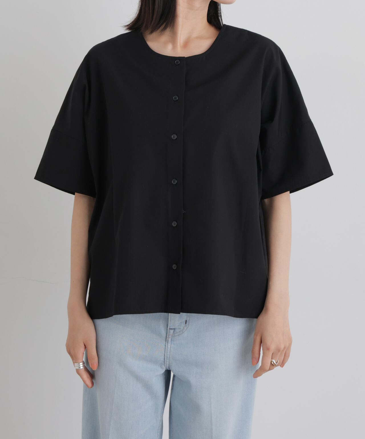 前後2wayバックボタンワイドドロップブラウス