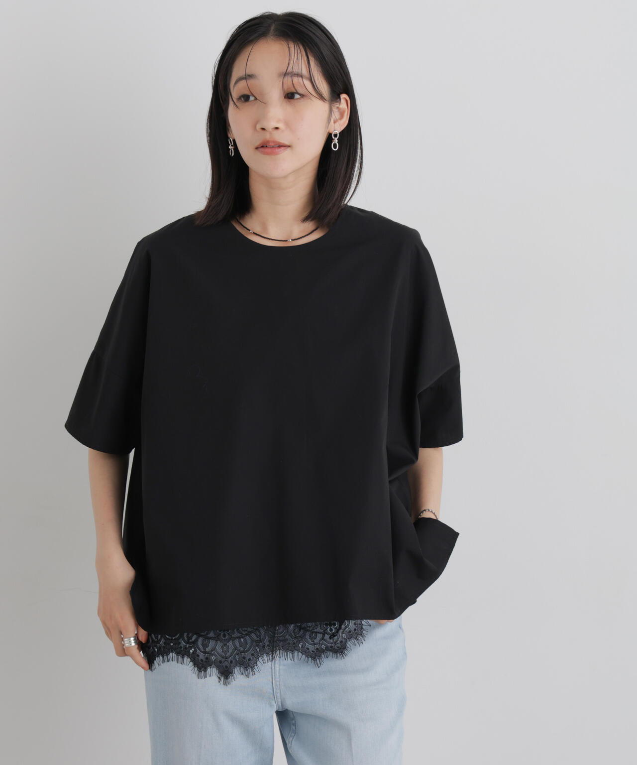 前後2wayバックボタンワイドドロップブラウス