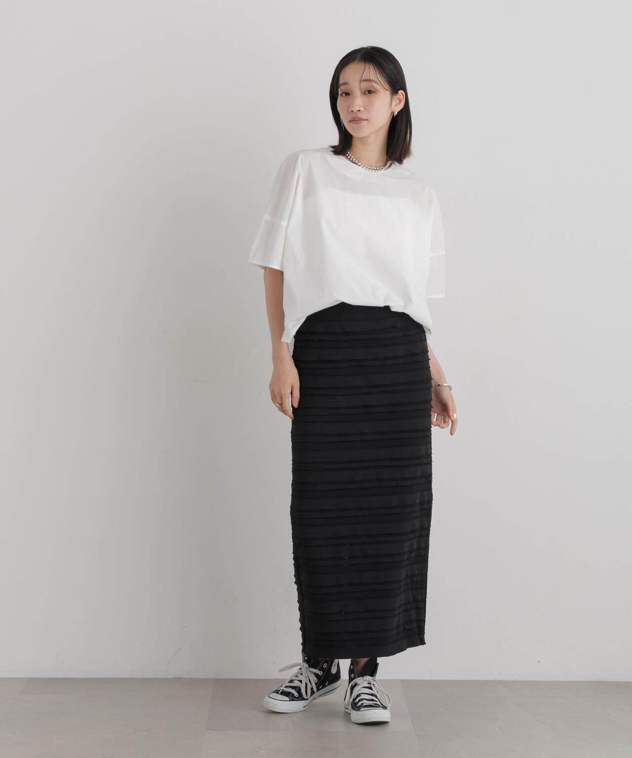 前後2wayバックボタンワイドドロップブラウス