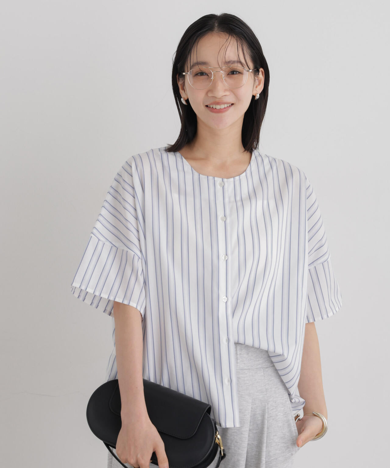前後2wayバックボタンワイドドロップブラウス