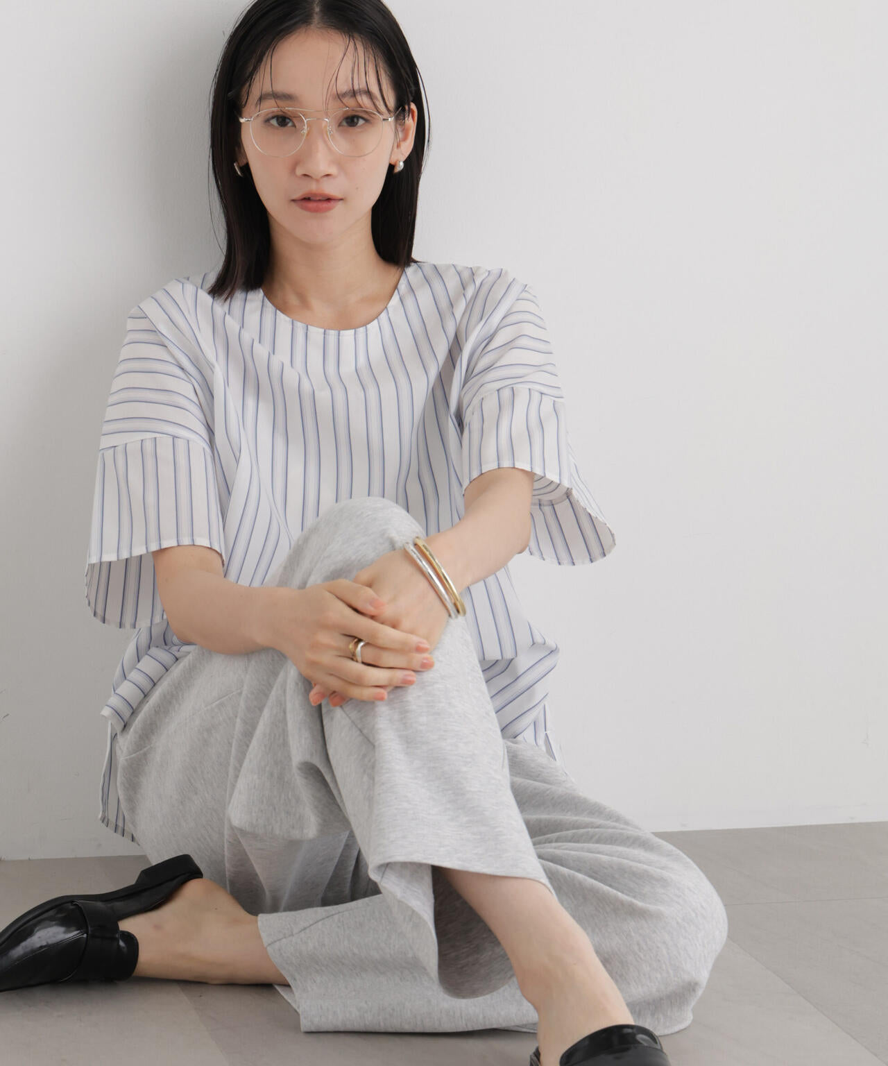 前後2wayバックボタンワイドドロップブラウス