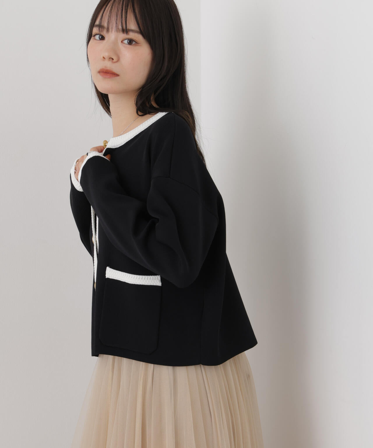 洗濯機洗可配色ジャケットカーディガン