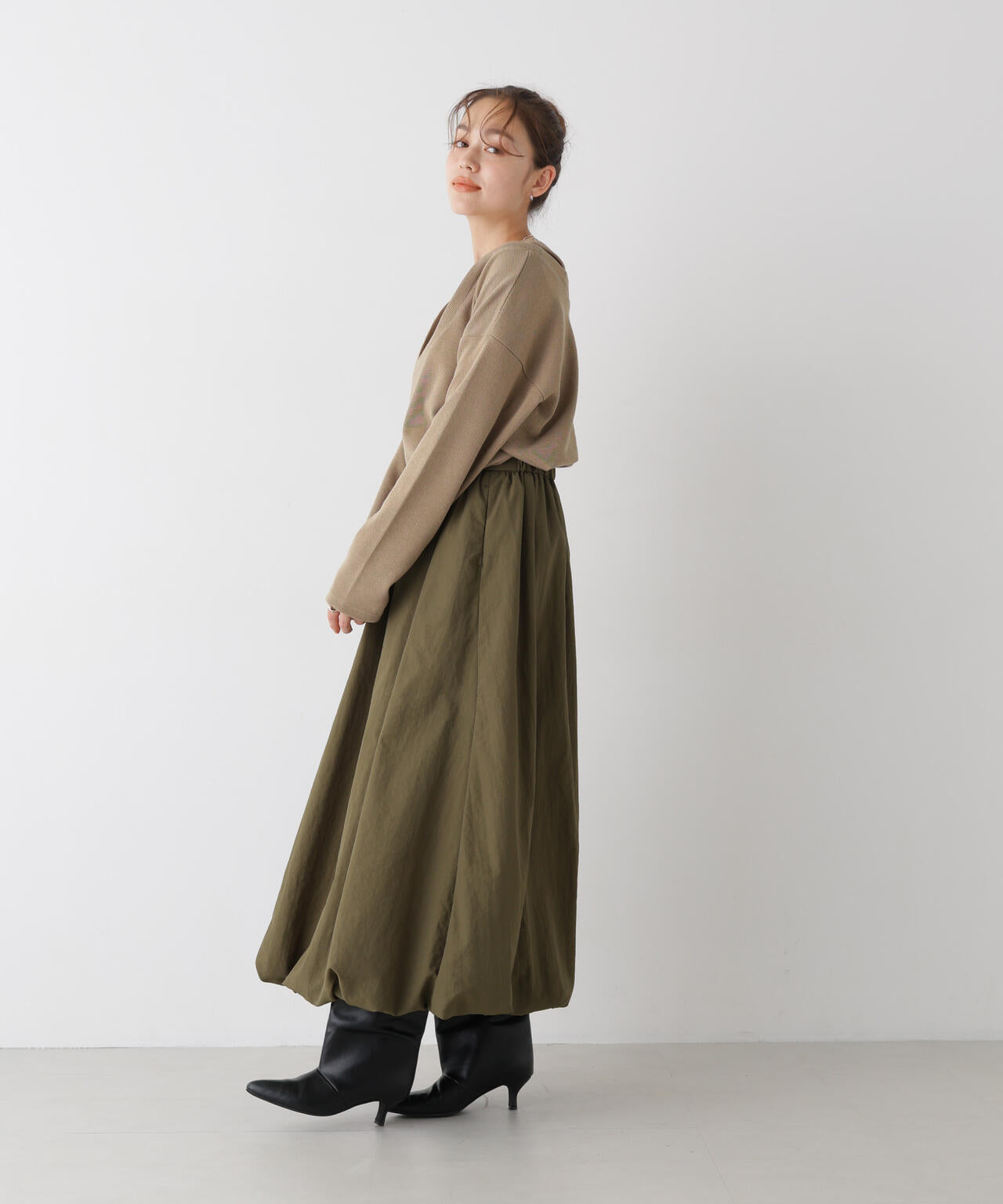 フェイクレイヤードワッフルカットトップス