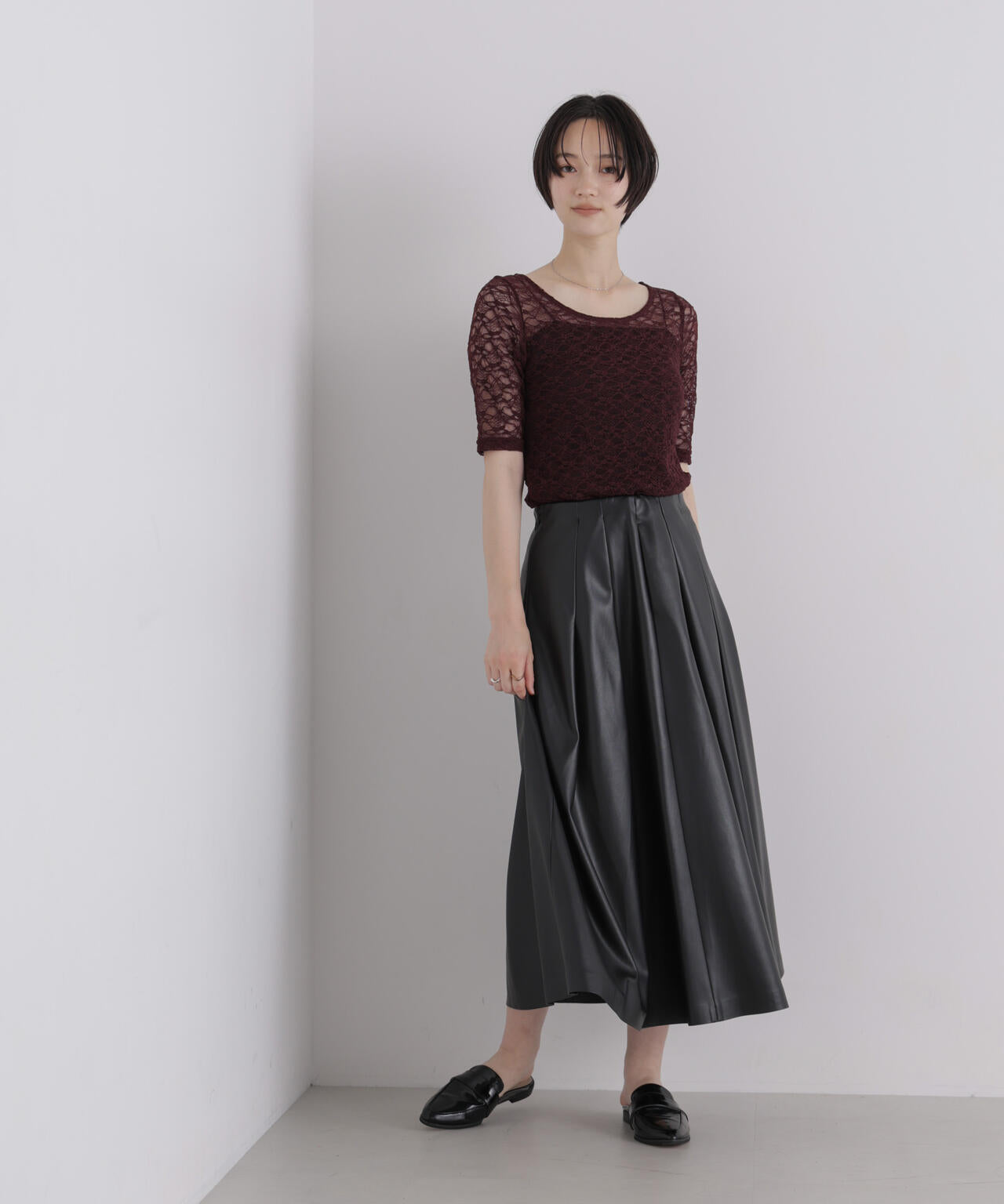 前後2wayシアーストレッチレーストップス