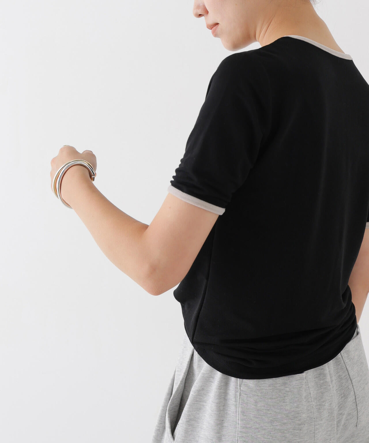 WEB限定/ベロアパイピングリンガーTシャツ