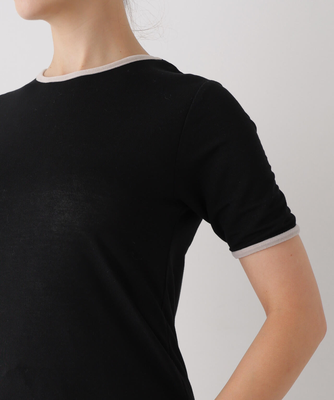 WEB限定/ベロアパイピングリンガーTシャツ