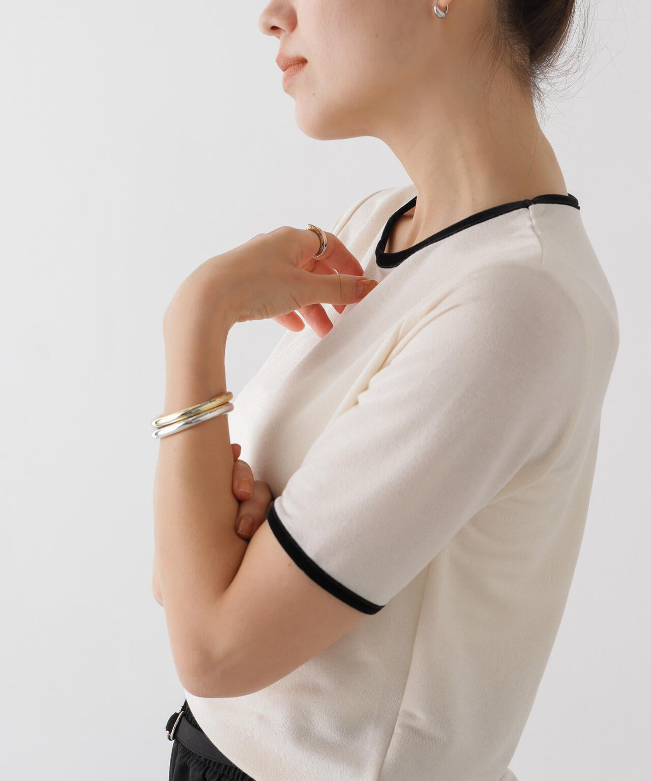 WEB限定/ベロアパイピングリンガーTシャツ