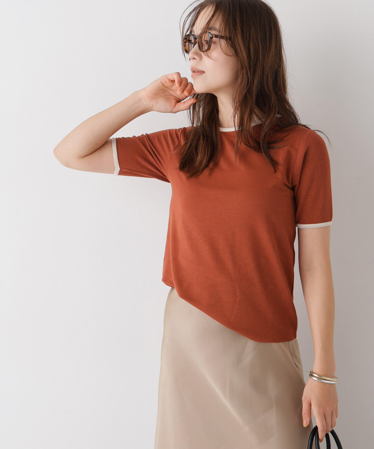 WEB限定/ベロアパイピングリンガーTシャツ