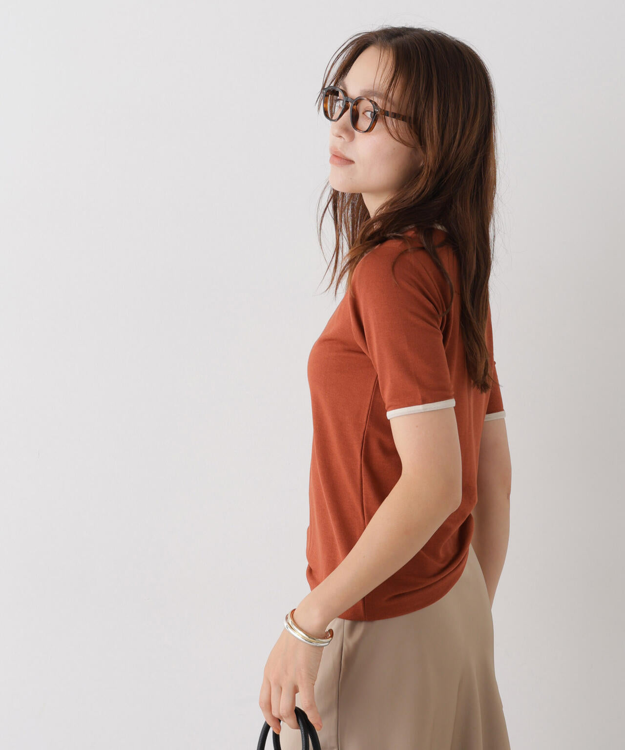 WEB限定/ベロアパイピングリンガーTシャツ
