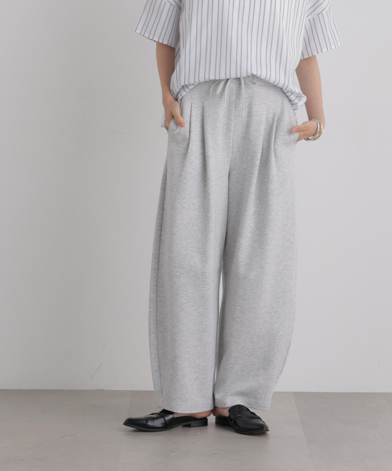 接触冷感ダンボールカットカーブシルエットパンツ(セットアップ可)