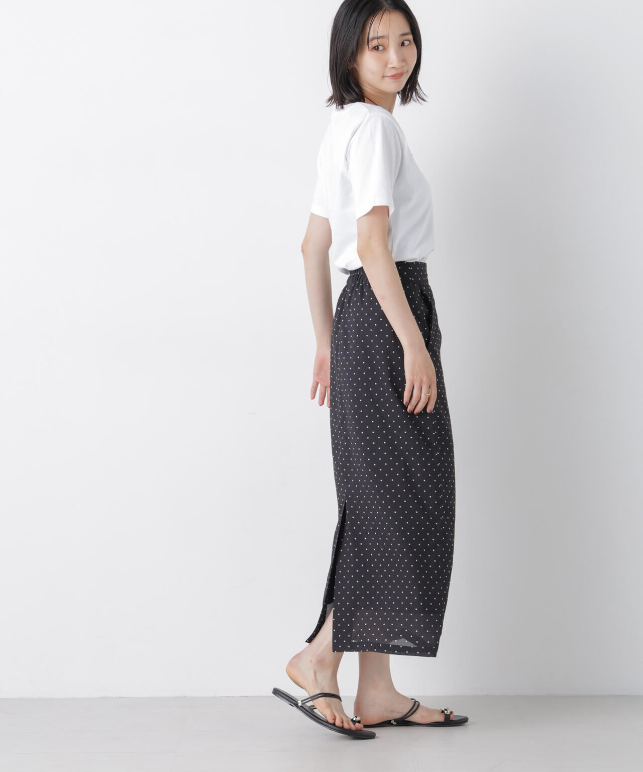 ストレートラインドットスカート(セットアップ可)