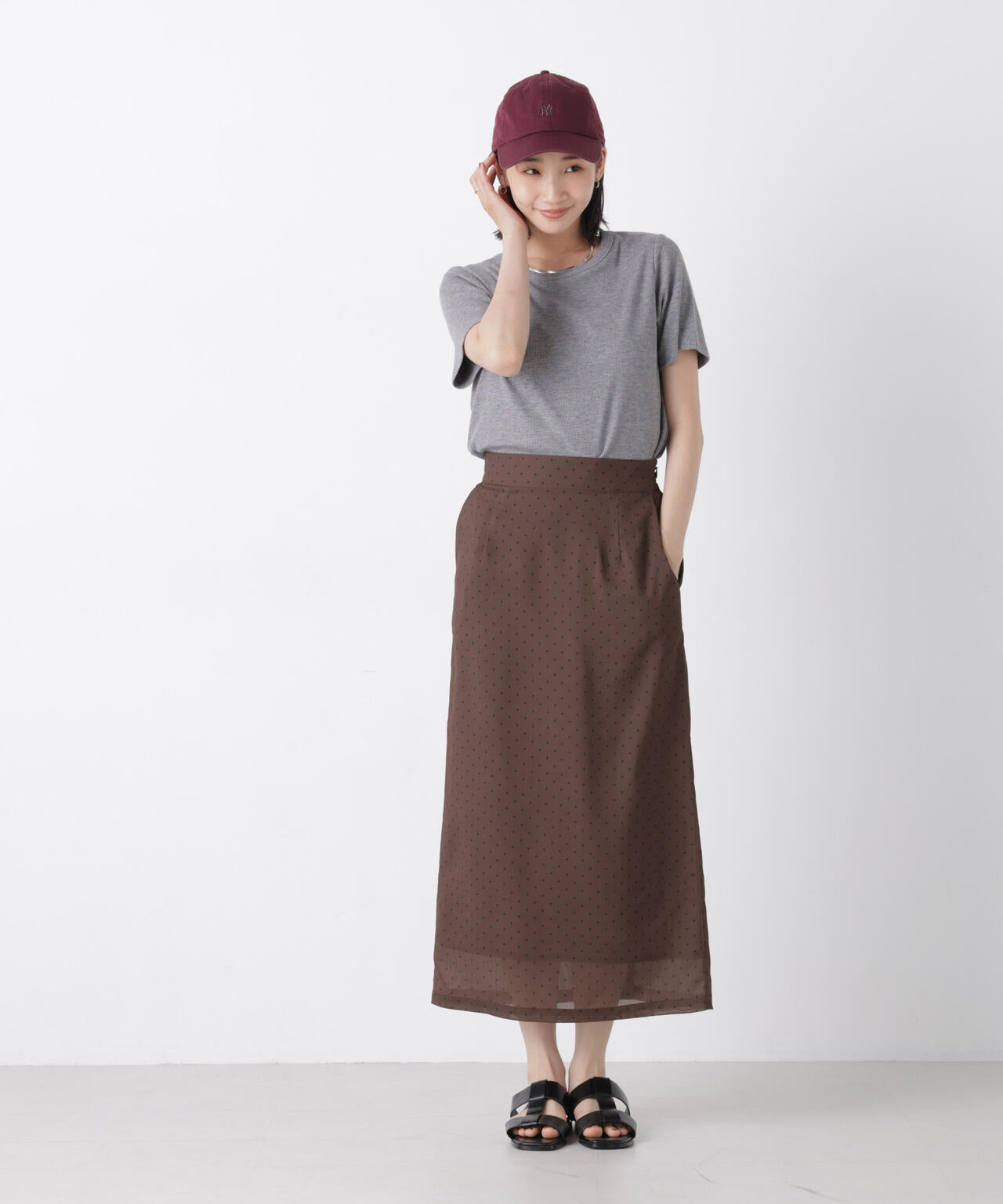 ストレートラインドットスカート(セットアップ可)