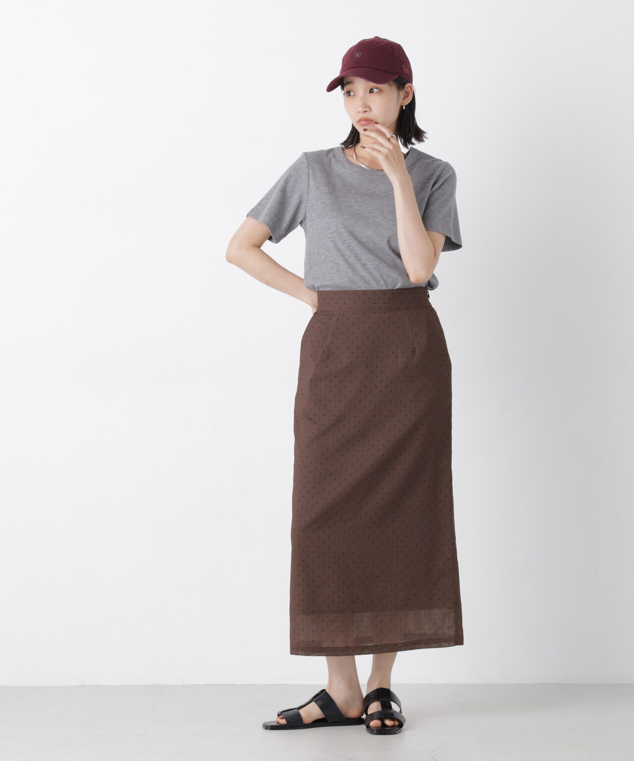 ストレートラインドットスカート(セットアップ可)